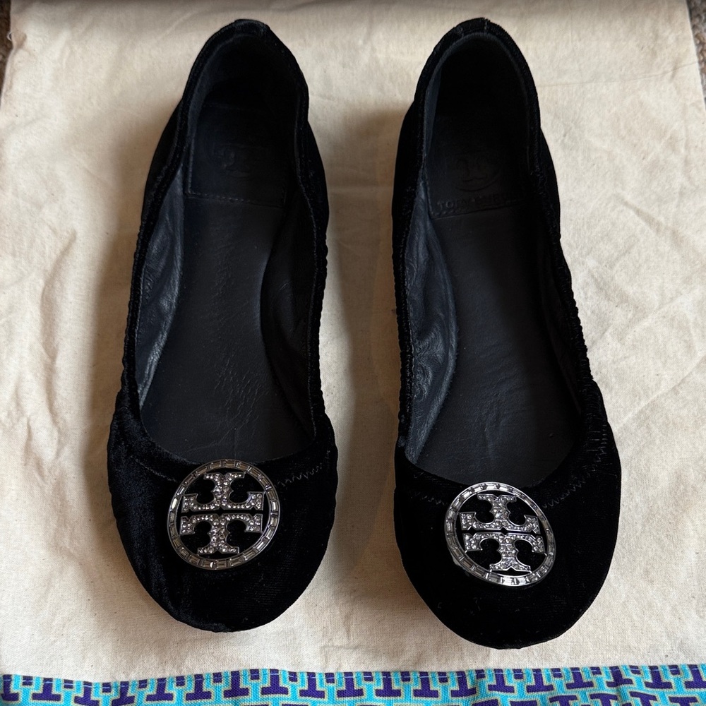 Tory Burch Velvet & Crystal Flats